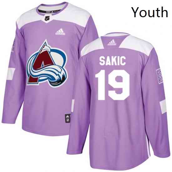 Youth Adidas Colorado Avalanche 19 Joe Sakic Authentic Purple Fights Cancer Practice NHL Jersey